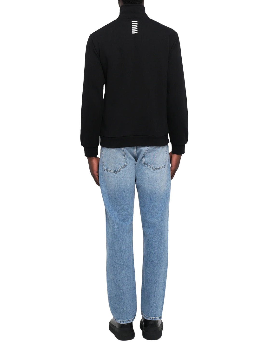 EA7 Ea7 Felpa cotone con collo montante e zip a 3/4 Core Identity - Nero BLACK