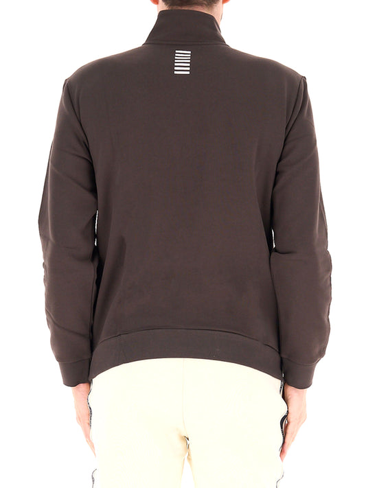EA7 Felpa Cotone con Collo Montante e Zip a 3/4 Core Identity EA7 - Mulch MULCH