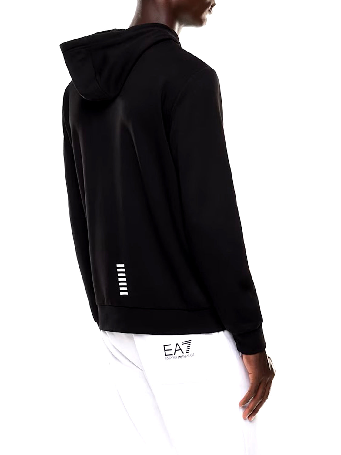 EA7 Felpa con Cotone Zip Intera e Cappuccio Core Identity EA7 - Nero BLACK