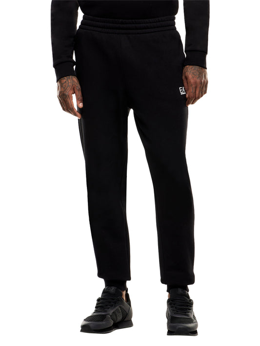 EA7 Jogger Ea7 cotone con coulisse e fondo a costine Core Identity - Nero BLACK