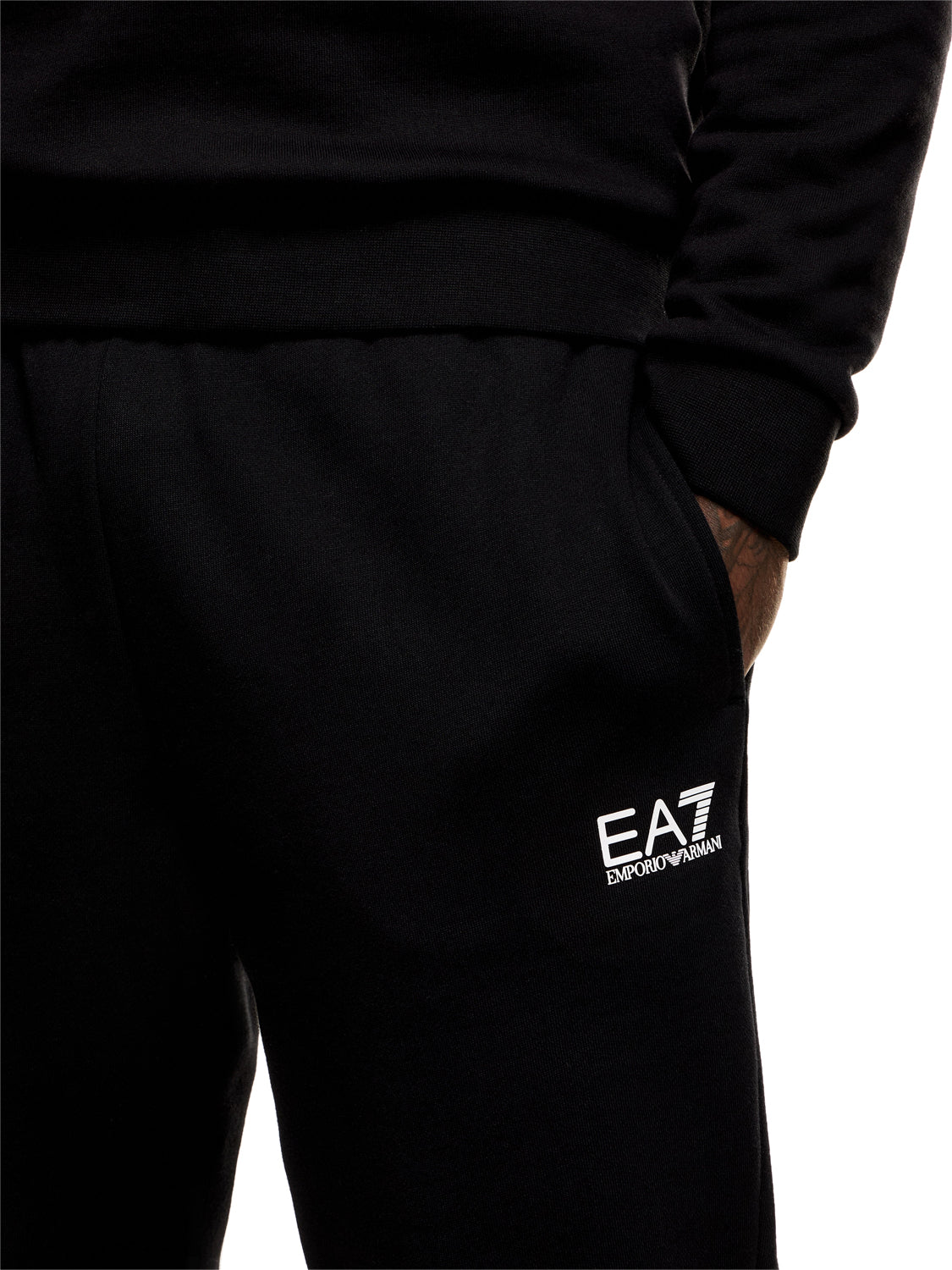 EA7 Jogger Ea7 cotone con coulisse e fondo a costine Core Identity - Nero BLACK