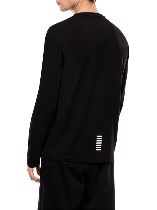 EA7 Ea7 T-shirt Core Identity girocollo a maniche lunghe in cotone - Nero BLACK