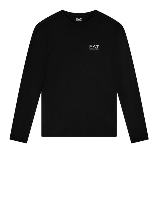EA7 Ea7 T-shirt Core Identity girocollo a maniche lunghe in cotone - Nero BLACK