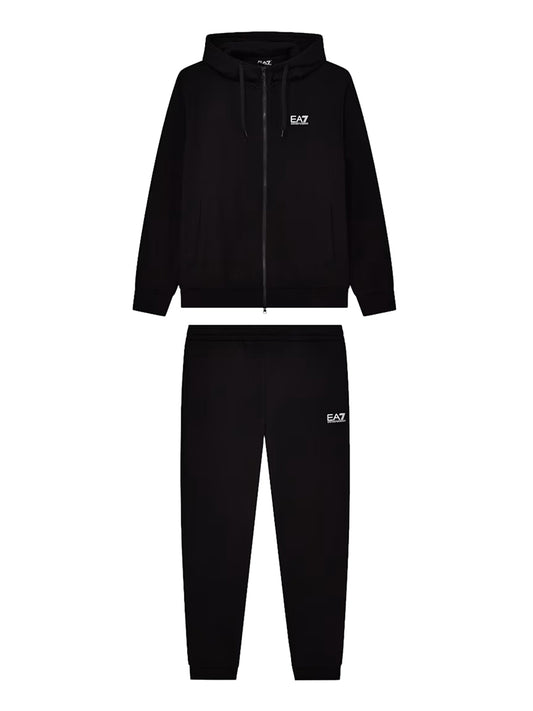 EA7 Tuta Con Cotone Con Cappuccio e Zip Core Identity EA7 - Nero BLACK