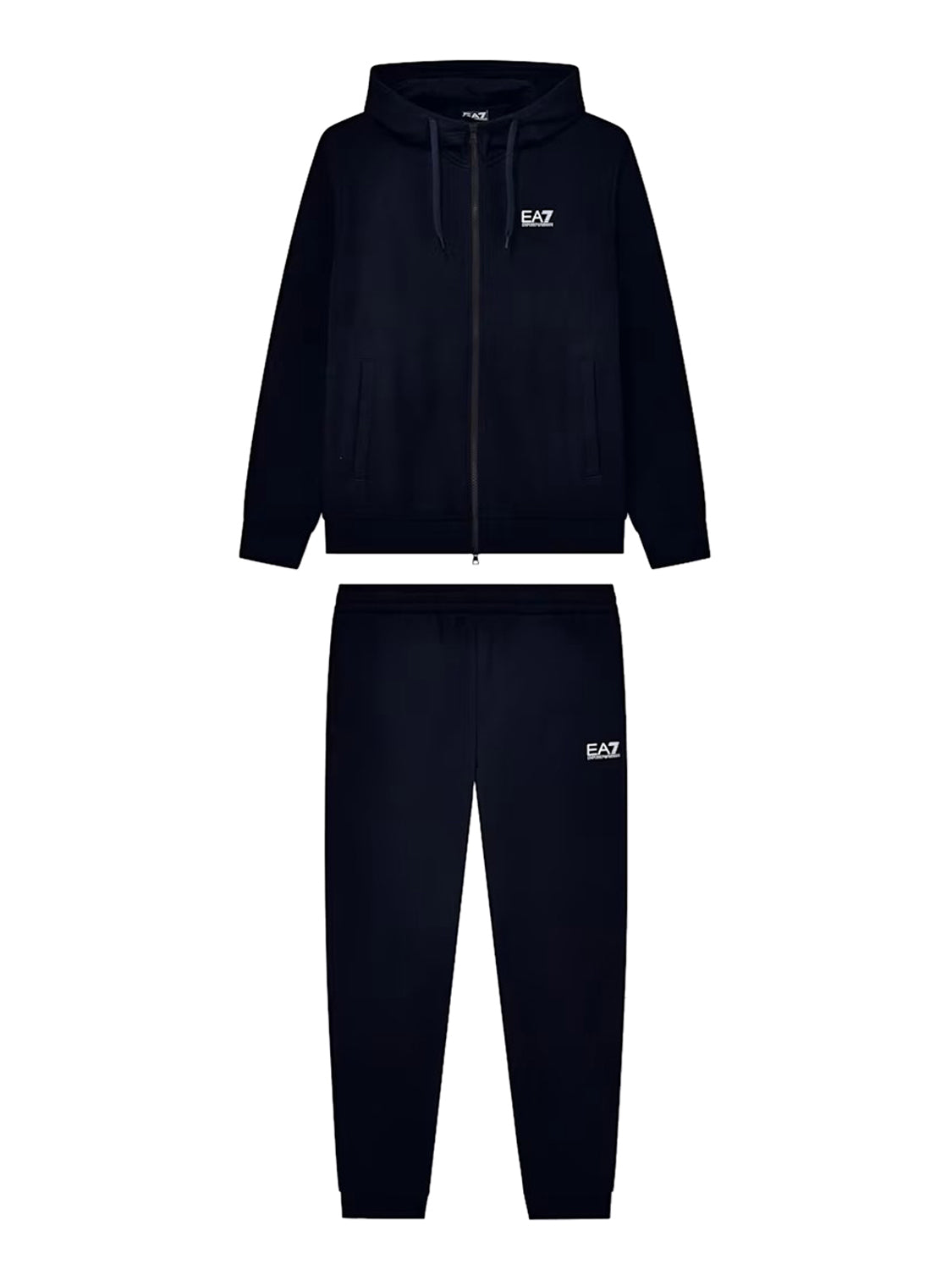 EA7 Tuta Con Cotone Con Cappuccio e Zip Core Identity EA7 - Blu Armani Blue