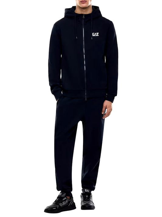 EA7 Tuta Con Cotone Con Cappuccio e Zip Core Identity EA7 - Blu Armani Blue