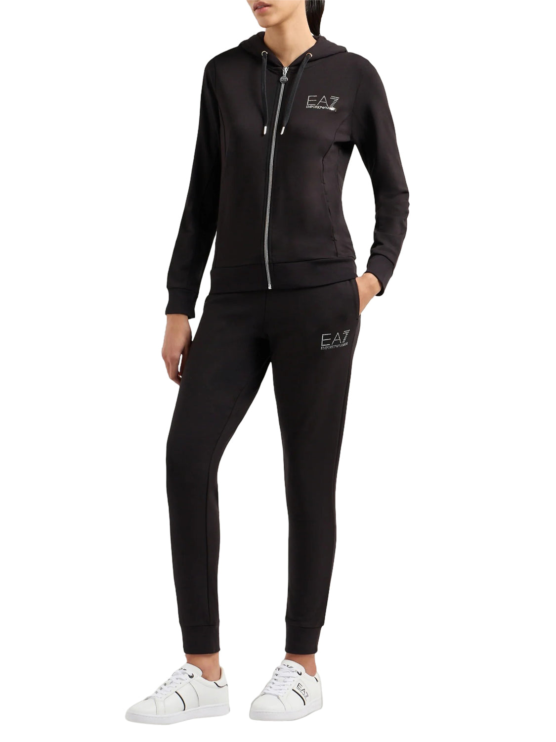 EA7 Tuta Ea7 elasticizzata con cappuccio e zip Tracksuit Nero BLACK/SILVER