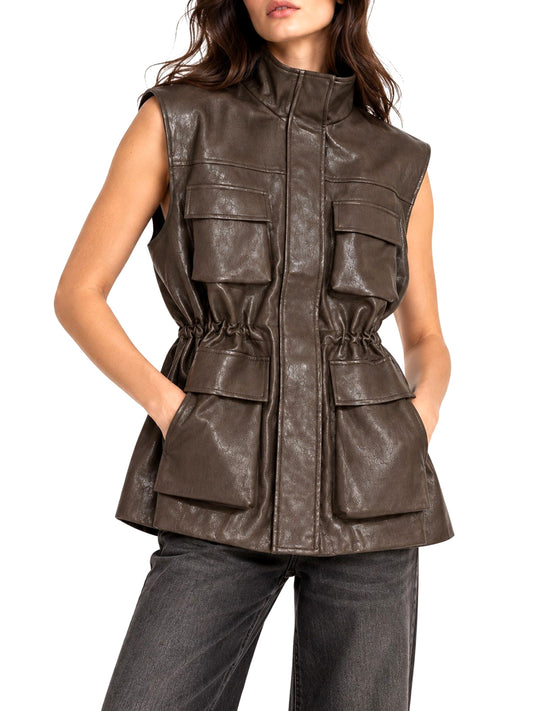 ELEH Gilet In Pelle Eleh - Fango Fango