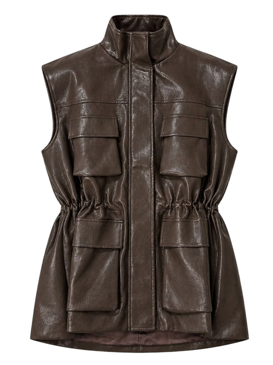 ELEH Gilet In Pelle Eleh - Fango Fango