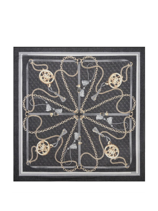 GUESS 1 USCITA Guess Sciarpa Printed Kefiah 120X120 Nero BLACK
