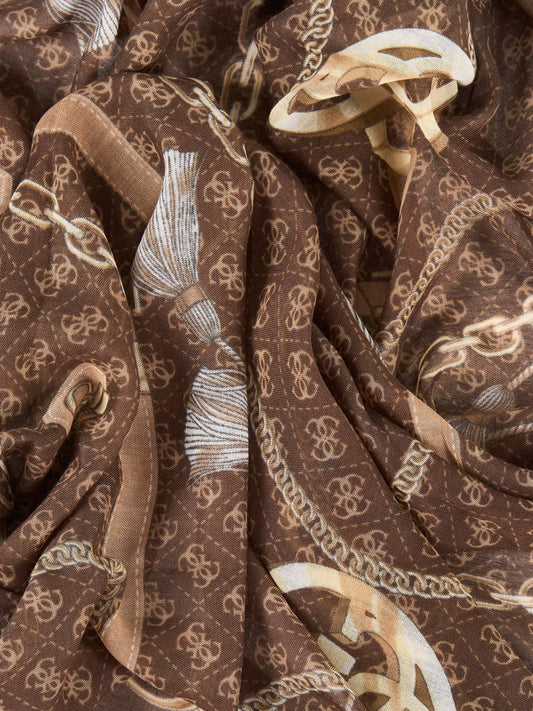 GUESS 1 USCITA Guess Sciarpa Printed Kefiah 120x120 Marrone BROWN