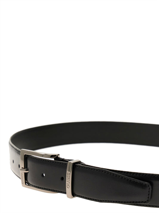 GUESS 1 USCITA Guess Cintura In Vera Pelle Logo - Nero BLACK