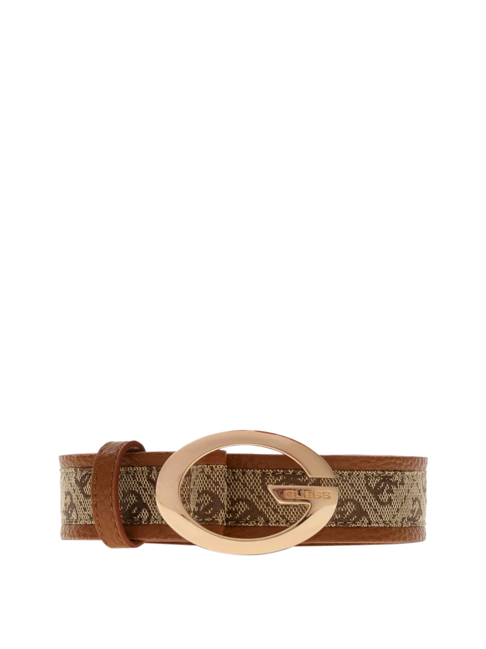 GUESS 1 USCITA Guess Cintura Sintetica Camden - Beige Latte Logo/Cognac