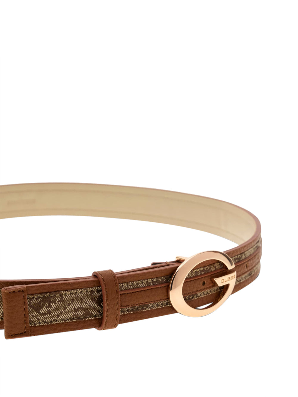 GUESS 1 USCITA Guess Cintura Sintetica Camden - Beige Latte Logo/Cognac