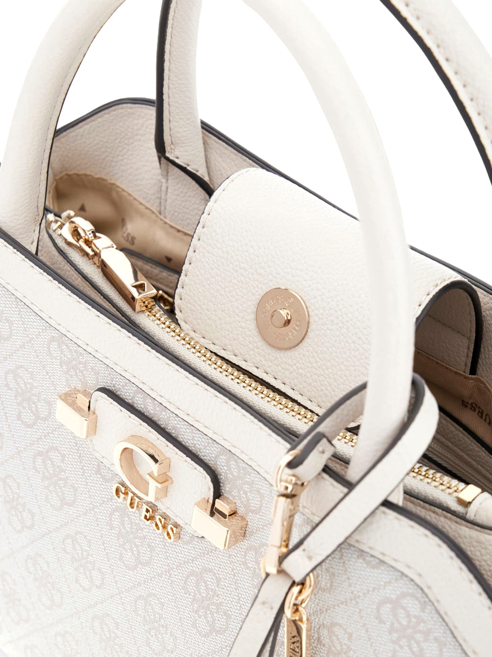 GUESS 1 USCITA Guess Borsa A Mano Lindsey Girlfriend Satchel - Bone Bone Logo