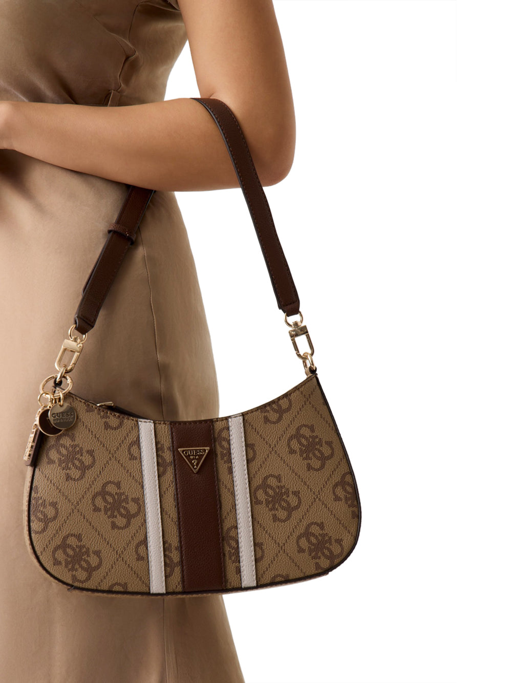 GUESS 1 USCITA Guess Borsa A Tracolla Noelle - Marrone Latte Logo/Brown