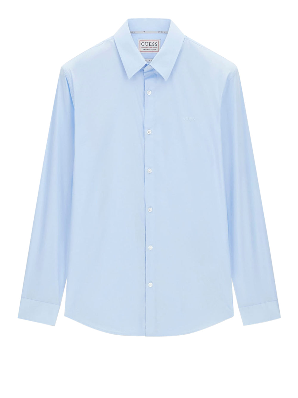 GUESS 1 USCITA Guess Camicia In Tinta Unita Slim Fit - Azzurro Airway Blue