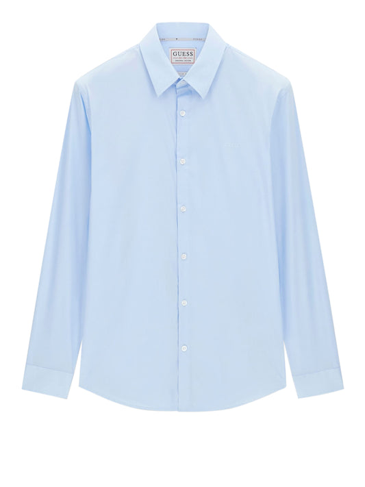 GUESS 1 USCITA Guess Camicia In Tinta Unita Slim Fit - Azzurro Airway Blue