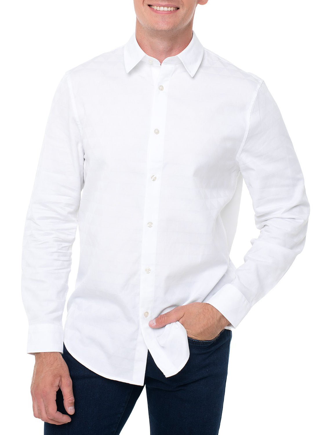 Guess Camicia Ls All Over Jacqaurd 4G Triang Guess - Bianco Ao Small 4G Triangle