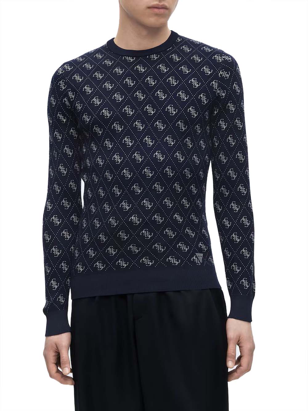 GUESS 1 USCITA Maglia Guess Martin 4G Logo - Navy Blue And Grey 4G Mon