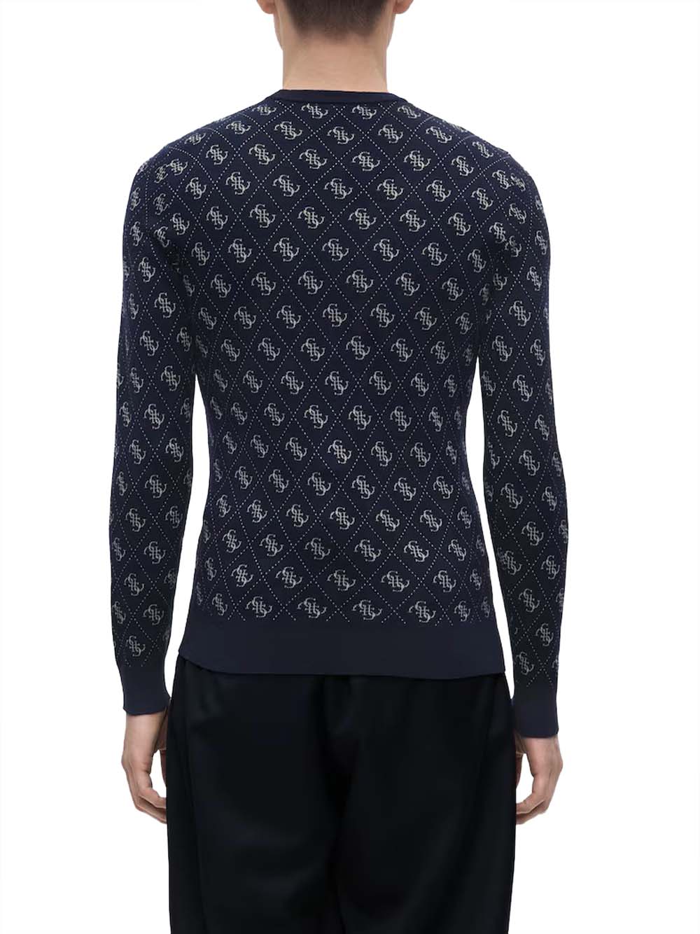 GUESS 1 USCITA Maglia Guess Martin 4G Logo - Navy Blue And Grey 4G Mon