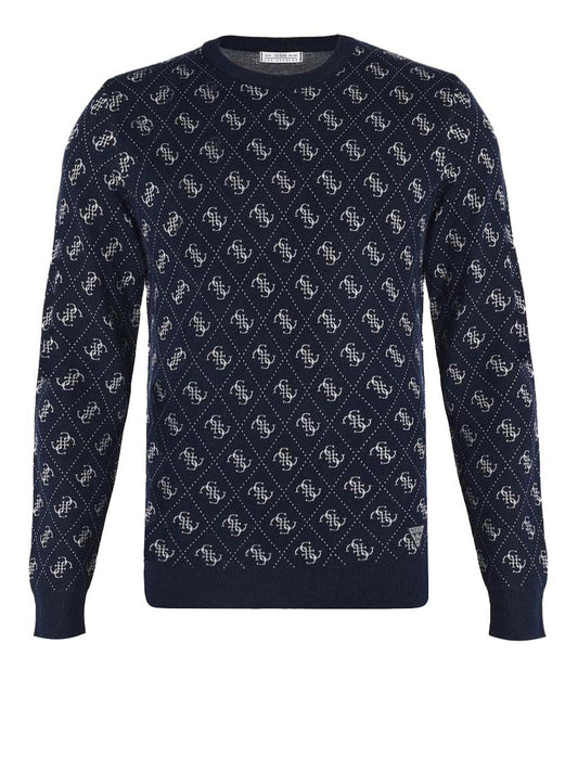 GUESS 1 USCITA Maglia Guess Martin 4G Logo - Navy Blue And Grey 4G Mon