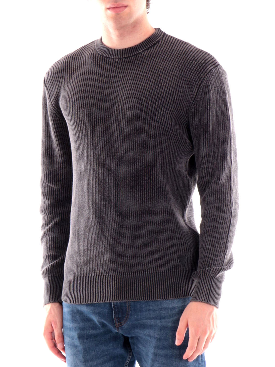 GUESS 1 USCITA Maglione Guess Manny Cn English Rib Washed Sw - Nero/Grigio Nero/grigio