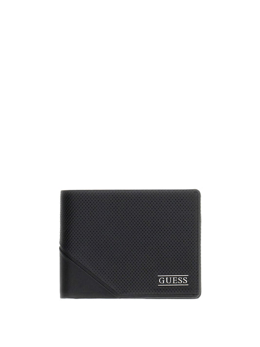GUESS 1 USCITA Guess Portafoglio Boston In Vera Pelle Con Logo - Nero BLACK