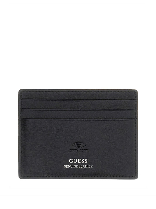 GUESS 1 USCITA Guess Porta Carte In Vera Pelle Boston - Nero BLACK