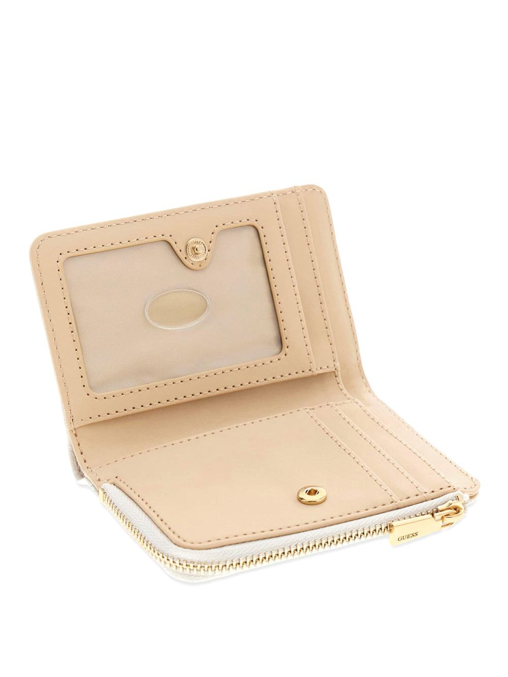 GUESS 1 USCITA Guess Portafoglio Lindsey Slg Zip Arnd Card Case - Bone Bone Logo