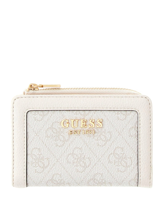 GUESS 1 USCITA Guess Portafoglio Lindsey Slg Zip Arnd Card Case - Bone Bone Logo