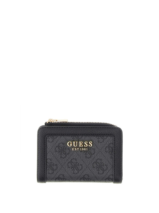GUESS 1 USCITA Guess Portafoglio Lindsey Slg Zip Arnd Card Case - Coal Coal Logo
