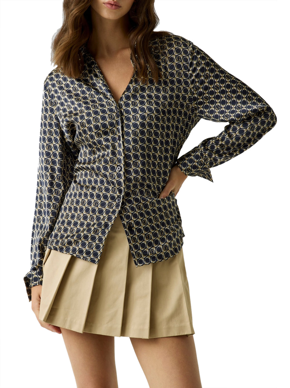 GUESS 1 USCITA Guess Camicia Casual New Concetta Nero G Print Oval Chain B