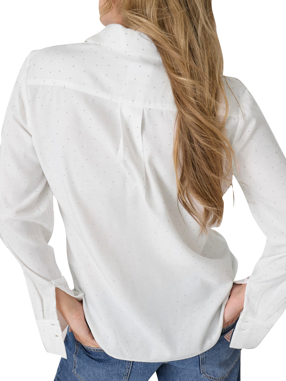 GUESS 1 USCITA Guess Camicia Borchiata Lucia Relaxed Hotfix Bianco Pure white