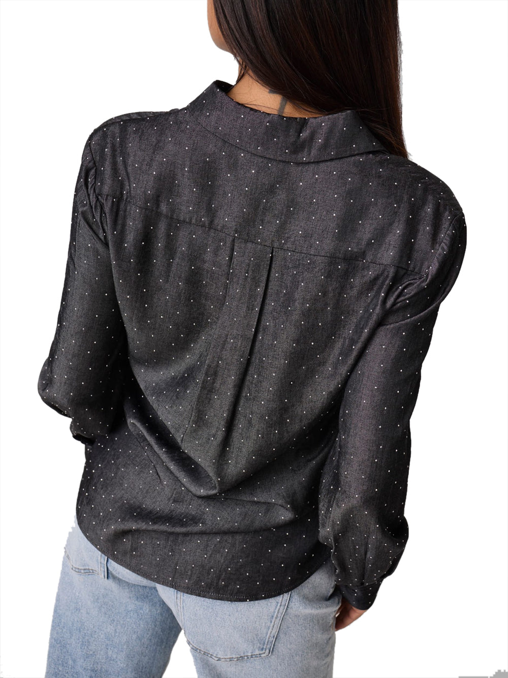 GUESS 1 USCITA Guess Camicia Borchiata Lucia Relaxed Hotfix Nero Jet Black A996