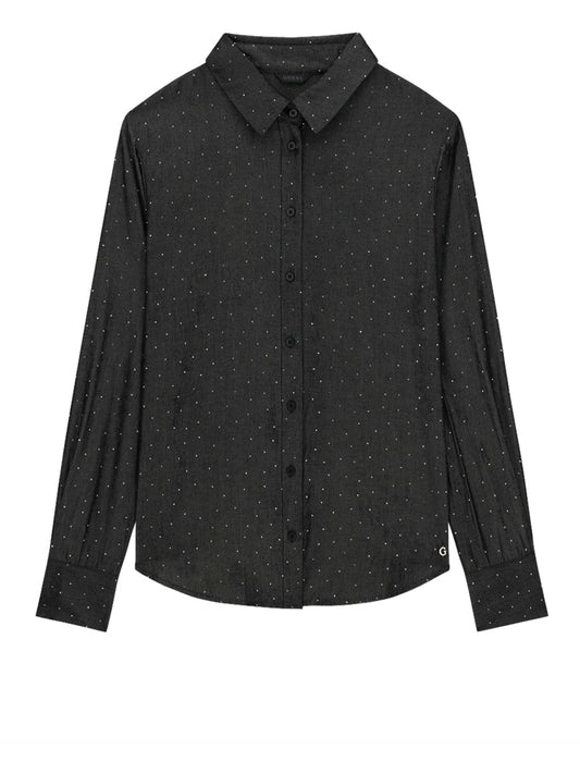 GUESS 1 USCITA Guess Camicia Borchiata Lucia Relaxed Hotfix Nero Jet Black A996