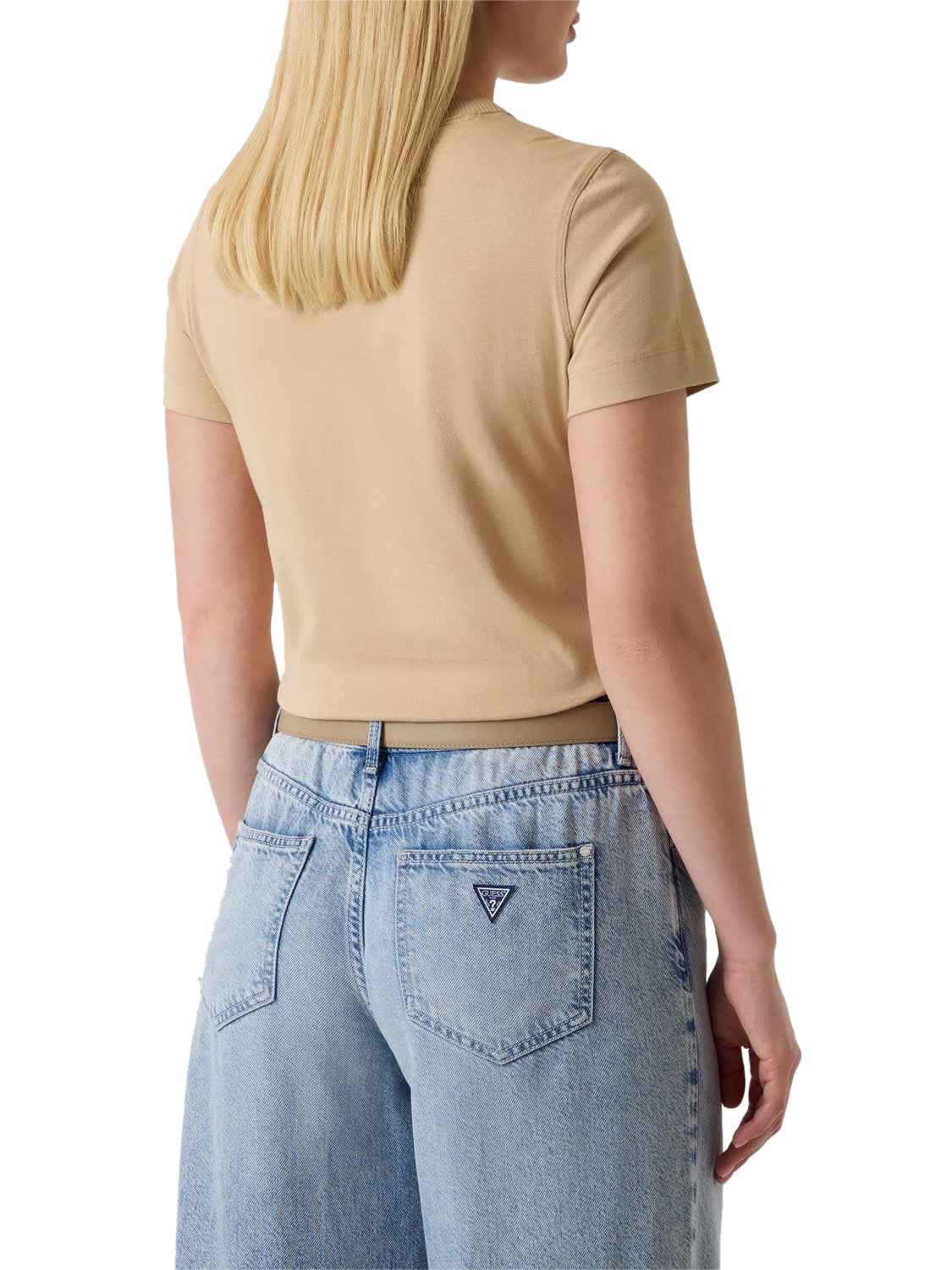 Guess Tshirt Ss Cn Beads Script Tee Guess - Tan TAN