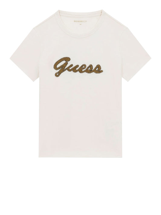 GUESS 1 USCITA Guess T-Shirt Beads Script - Cream Cream white