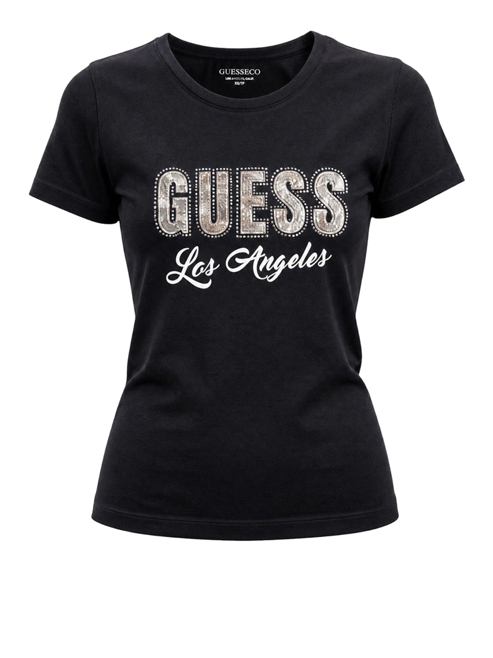 GUESS 1 USCITA Guess T-Shirt Snake Script Rhinestone - Nero Jet Black A996