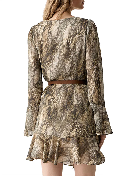 GUESS 1 USCITA Guess Abito Ls Emy Belted Pitonato - Verde Militare Rustic Phyton