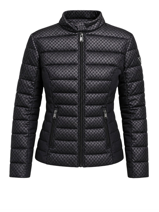 GUESS 1 USCITA Guess Giubbotto New Vona Block Embossed - Nero Jet Black A996