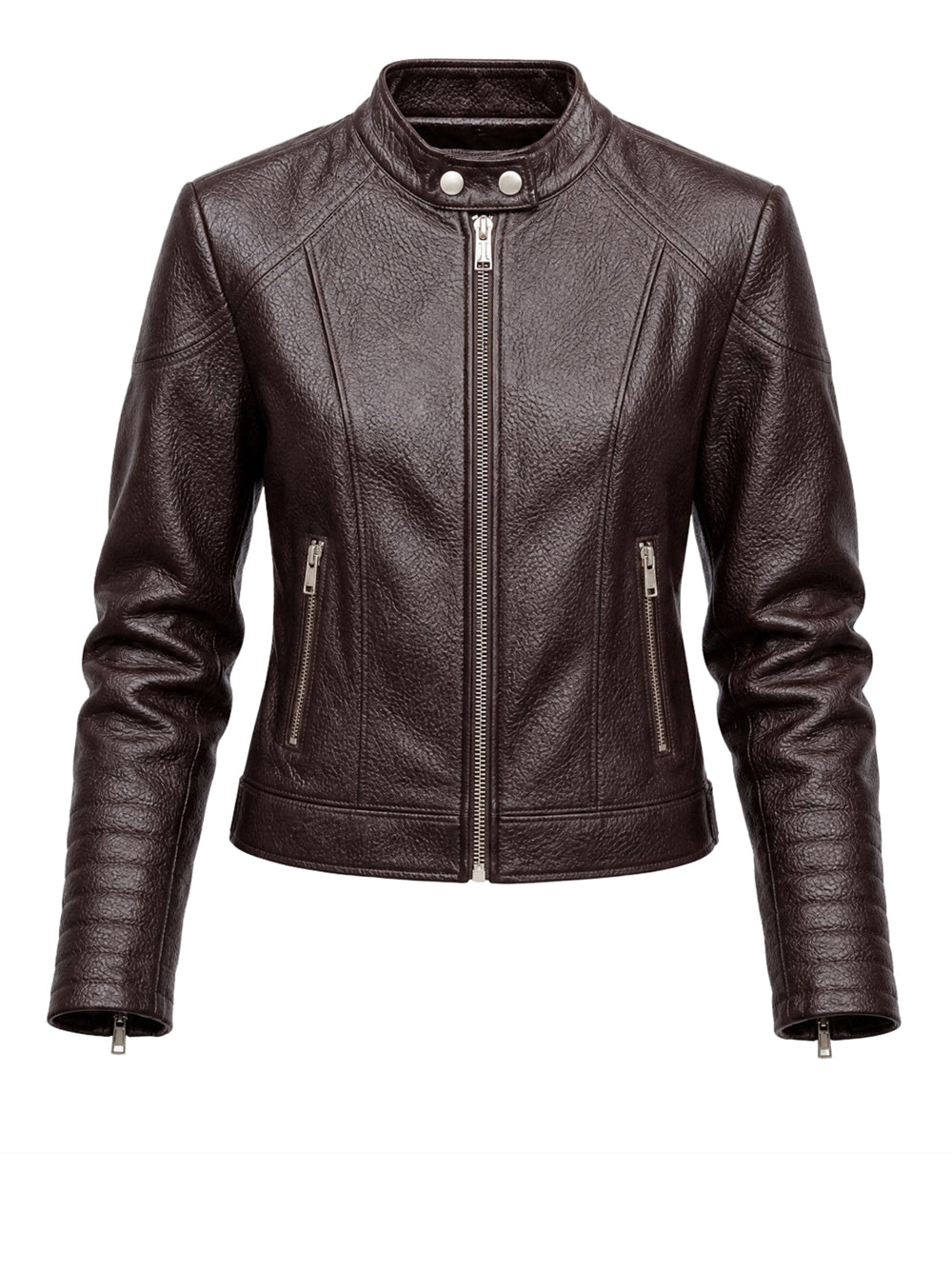 GUESS 1 USCITA Guess Giubbino In Pelle Marlene Caribou Moto - Marrone Chocco Brown