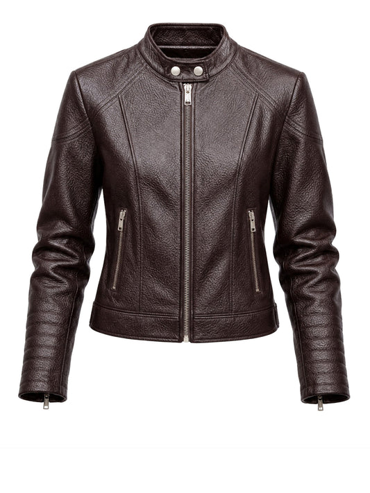 GUESS 1 USCITA Guess Giubbino In Pelle Marlene Caribou Moto - Marrone Chocco Brown