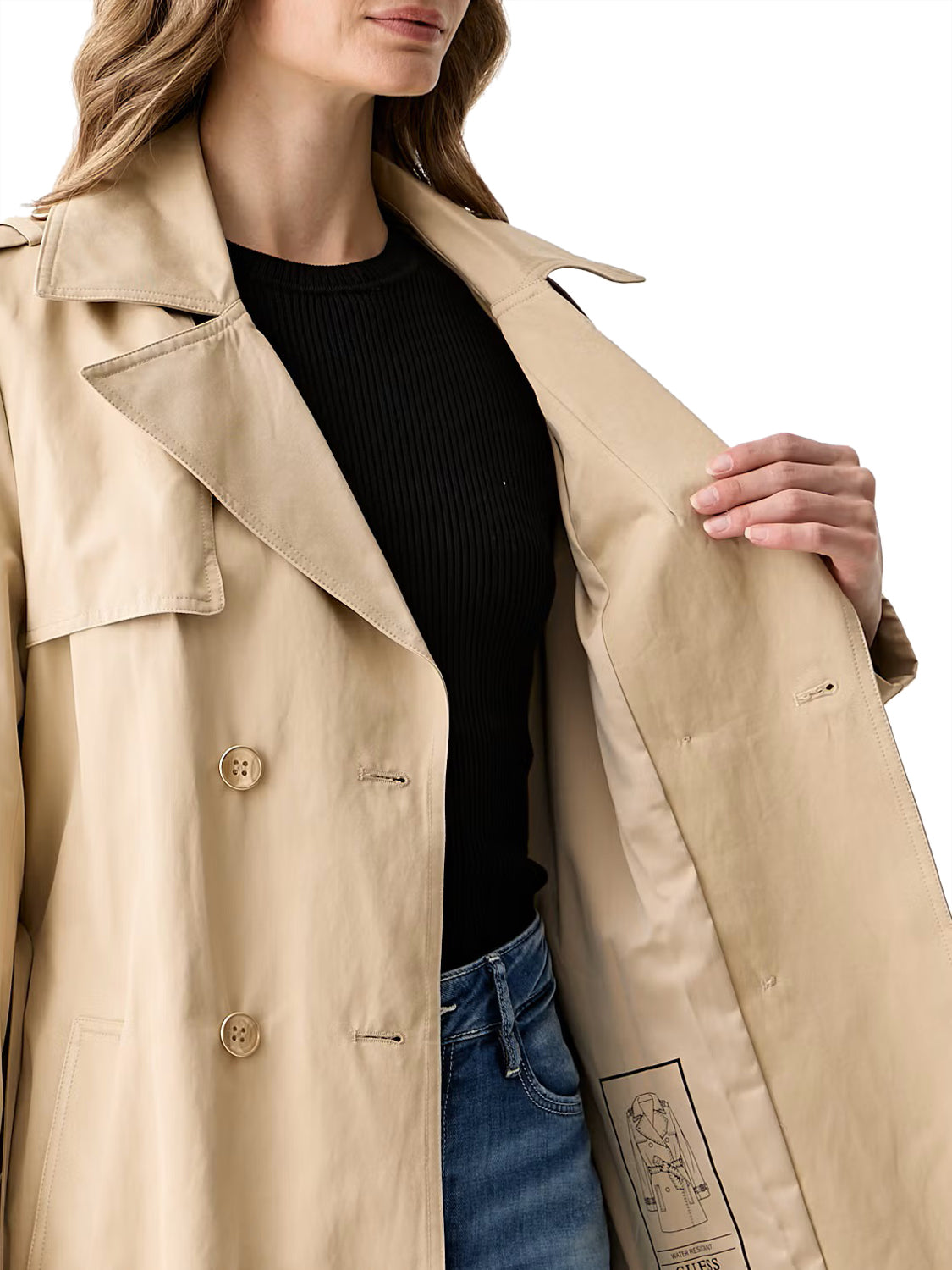 GUESS 1 USCITA Guess Trench Juliane Double Collar - Biege Safari Tan
