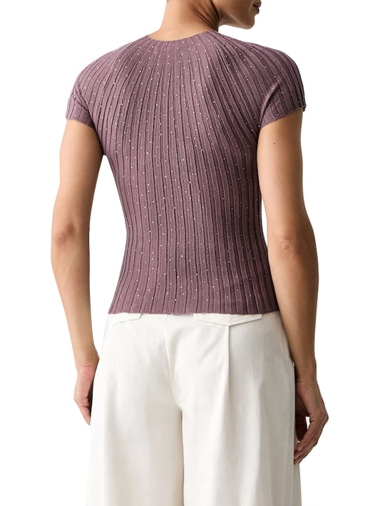 GUESS 1 USCITA T-Shiert Guess Ss Sheer Yoke Cn Perilla Ribbe - Viola Viola