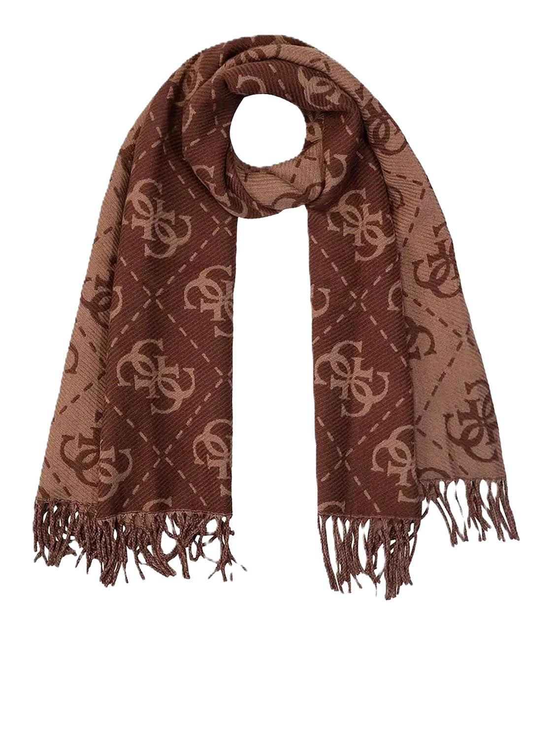 GUESS 2 USCITA Sciarpa Nolana 4G Logo Guess - Marrone Brown Logo