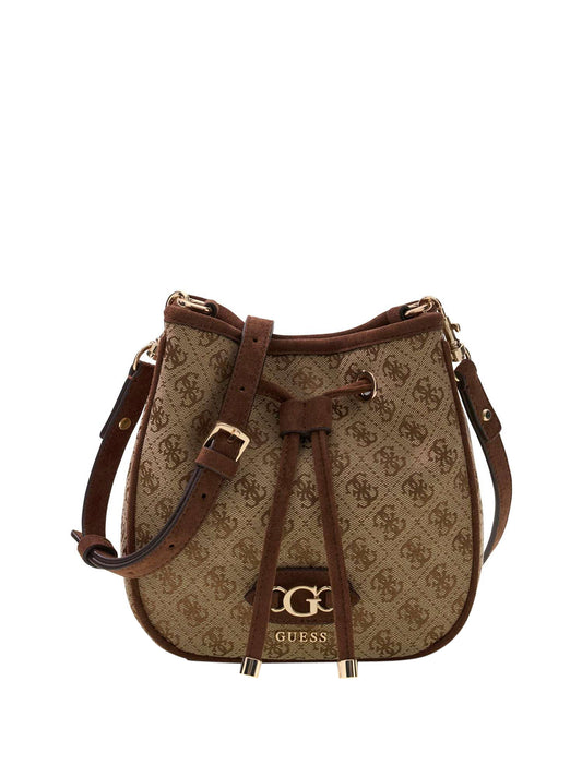 GUESS 2 USCITA Borsa A Mano Samantha Mini Drwstrn Bucket Guess - Muti Latte Logo/Brown