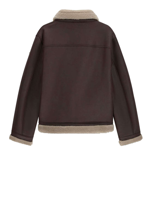 Guess Giacca Guess Shearling Marrone Pure Coffee