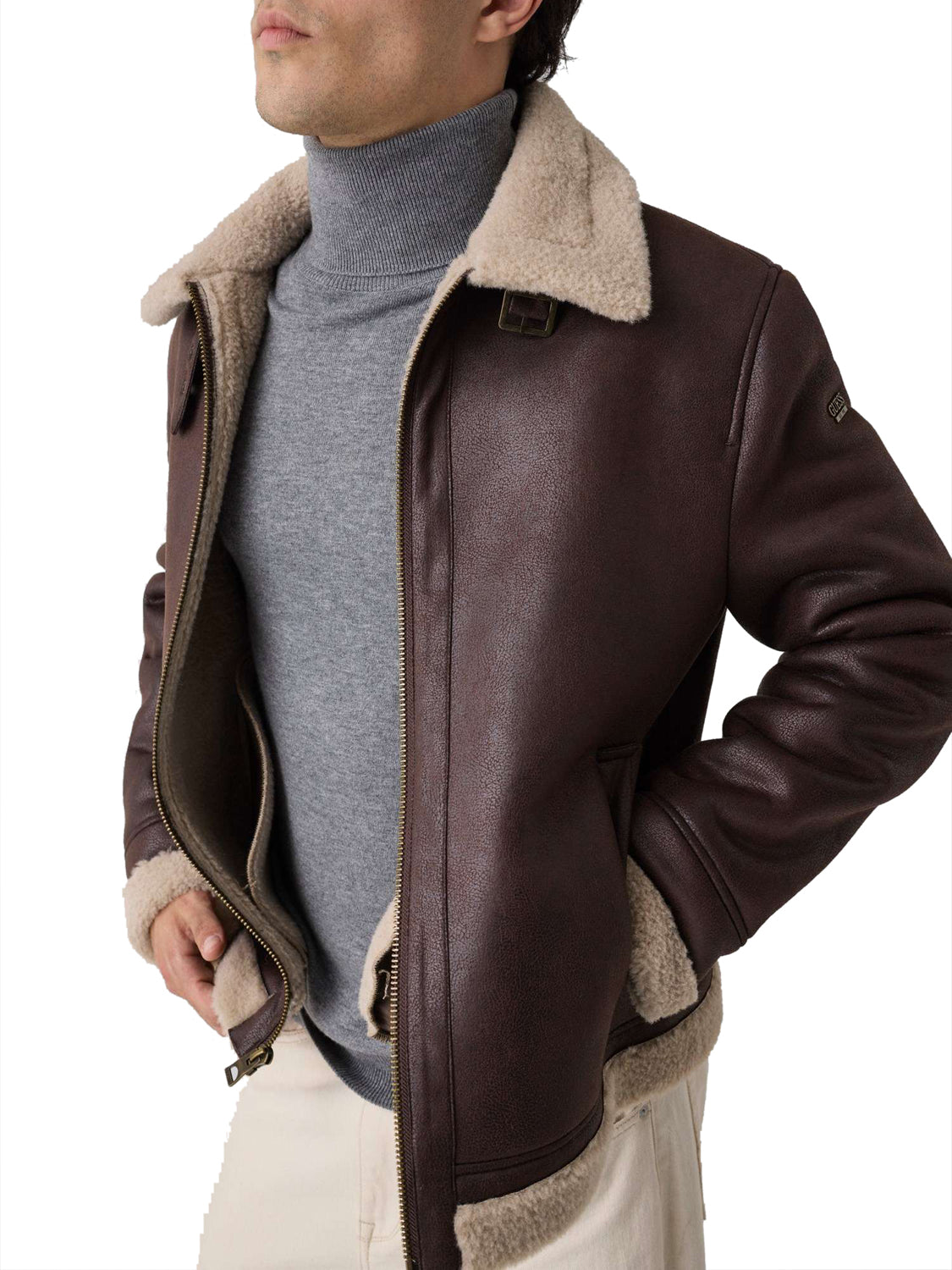 Guess Giacca Guess Shearling Marrone Pure Coffee