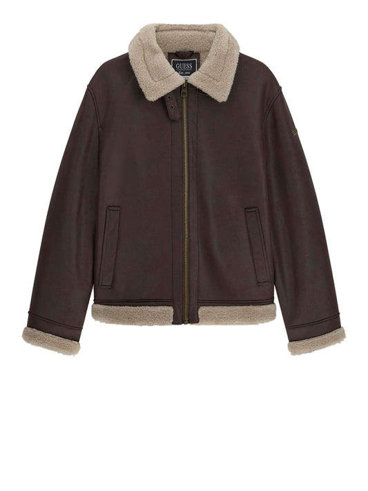 Guess Giacca Guess Shearling Marrone Pure Coffee